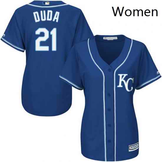 Womens Majestic Kansas City Royals 21 Lucas Duda Authentic Blue Alternate 2 Cool Base MLB Jersey